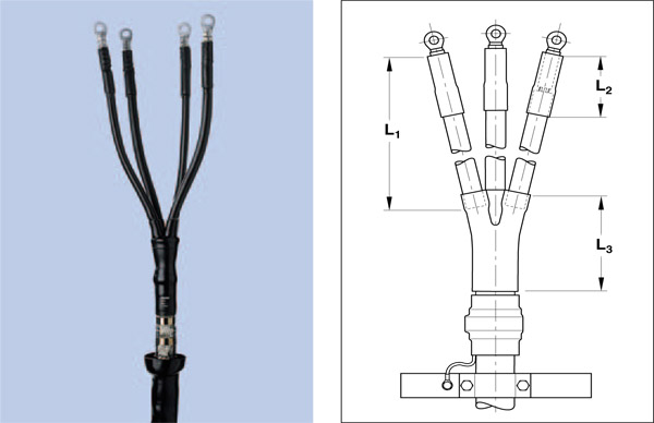 Концевые муфты Raychem для кабелей с пластмассовой и бумажной изоляции напряжением до 1 кB
