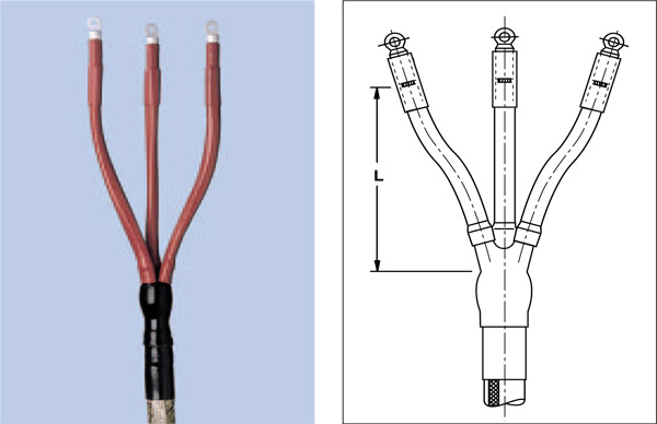Концевые муфты Raychem для 3-х жильных кабелей с бумажной (MI и MIND) изоляцией с общей оболочкой напряжением 6 и 10 кВ